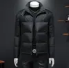 Produtos Europeus 2025 Masculina Elegante Inverno 90% Penugem de Pato Branco Jacquard Gola Alta Jaqueta de Penas Tamanho Grande Tendência Jaqueta com Patchwork