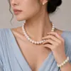 Pulsera, Collar y Aretes de Perlas Artificiales Versátiles de Venta Caliente Transfronteriza, Conjunto de Tres Piezas, Joyería de Perlas a la Moda