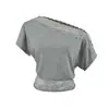 Camiseta de Encaje Patchwork de Encaje Puro Estilo Francés de Un Hombro Modelo Nuevo Verano 2026 con Hermoso Diseño de Hombro y Cintura, Top Corto
