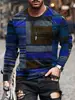 Nueva camiseta de pulóver casual para hombre de estilo europeo y americano, cuello redondo, manga larga, impresión 3D, corte ajustado, para comercio transfronterizo