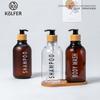 En Stock Botella de Plástico Redonda de Hombros de 500 ml con Anillo y Bomba de Bambú para Gel de Ducha, Champú, Jabón de Manos, Botella Recargable Vacía