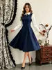 Ropa de mujer transfronteriza: Vestido estilo dulce y fresco con cuello de camisa y adorno de hebilla en la cintura, vestido de longitud media para ocasiones formales, suministro de ropa para mujer