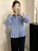 Top de mujer talla grande con cuello polo, camisa a cuadros, nuevo estilo otoño 2026, camisa casual versátil para mujeres de talla grande