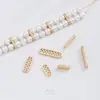 Cuentas Espaciadoras Ovales Porosas de Zirconia Rellenas de Oro de 14 Quilates que Conservan el Color Accesorios Espaciadores para Pulseras de Perlas de Doble Fila Hechas a Mano para Manualidades