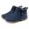 Comercio Exterior Invierno TPE Fondo Grande Doble Cremallera Botas de Nieve para Hombre Engrosadas Cálidas Zapatos para Ancianos Impermeables Antideslizantes Zapatos de Papá