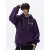 Sudadera con capucha bordada estilo americano, peso pesado, floral, lavada a la arena, para hombre, otoño, retro, corte holgado, casual, prenda exterior estilo pareja