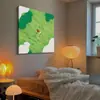 Pintura de paisaje fresca y relajante de una niña y un perro, arte de pared decorativo para la sala de estar o la habitación de los niños, mural de dibujos animados