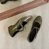 Sapatos Mary Jane Femininos com Tiras Cruzadas 2026 Outono e Inverno Novos Bico Redondo Salto Escondido Sapatilhas de Couro Genuíno