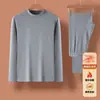 Roupa Íntima Térmica de Outono e Inverno para Homens, Idade Média, Elástica, À Prova de Frio, Auto-Aquecimento, Conjunto de Blusas e Calças Térmicas