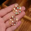 Brincos de Flor Colorida com Recortes em Diamante, Brincos Florais Azuis e Brancos, Pingentes de Franja, Acessórios de Joias Pingentes Estilo Chinês com Fio