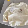 Camiseta de algodón puro para niños, estilo caricatura, capa base para primavera y otoño, nuevo top de princesa para bebé, manga larga estampada para niñas, elegante