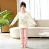 Novo Conjunto De Rong de Casa para Crianças 2026 para Meninos e Meninas, Outono e Primavera Quente Desenho Animado Gola Redonda Manga Longa Pijama Duas Peças