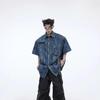 Camisa de Trabalho Retrô Estilo Japonês Masculina de Manga Curta Camisa Jaqueta Casual para Exterior de Marca de Moda de Verão Masculina