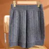 Novedad Otoño/Invierno 100% Lana Pura Tejidos Cortos Mujer Cintura Alta Adelgazantes Versátiles Casuales Sueltos Costilla Vertical Pantalones Pierna Ancha