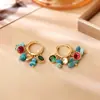 Brincos Populares Coloridos de Pedra Natural Zircônia, Vintage de Luxo Leve, Moda de Alto Padrão, Temperamento Elegante, Joias com Franjas