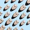 Uñas Portátiles Dulces y Frescas Más Vendidas Transfronterizas, Piezas de Manicura Francesa con Borde Negro de Estrella, Parches para Uñas Sexy con Forma de Gota de Agua Blanqueadora