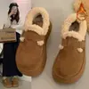 Botas de nieve para mujer con suela gruesa y forro de felpa, nueva colección de invierno 2026, botas cómodas y cálidas sin cordones, zapatos de algodón para mujer estilo Birkenstock
