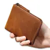 Porta-moedas de Couro Genuíno Mini Bolsa, Estilo Transfronteiriço Carteira de Moedas de Couro Cavalo Louco, Porta-Cartão de Crédito Unissex