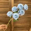 Nueva Flor Artificial de Rosa de 6 Cabezas, Flor Artificial de Rosa de Montaña Nevada, Flor de Boda, Decoración del Hogar, Decoración de Mesa