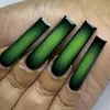 Uñas Largas de Ballet Verde Tubería de Agua Manchadas Estilo Ins Uñas Europeas y Americanas Removibles Parches de Uñas Postizas de 24 Piezas