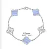 Pulsera de Calcedonia Morada Natural de Cinco Flores [Versión Alta Dorada V Chapado Grueso en Oro] Pulsera de Trébol de Cuatro Hojas de 18 Quilates para Mujer, Artesanía Exquisita