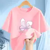 2074 # Camiseta Infantil Algodão Puro Manga Curta Verão 2025 Novo Estilo Crianças Média e Grande Meia-Manga Roupas Infantis Roupas de Verão