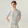 Veludo~Atemporal e elegante Tricô Herbalife 75% Caxemira + 25% Seda de Amora para Mulheres Leve Macio Vazado Manga Curta