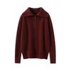 Outono e Inverno Novo Tricô 100% Caxemira Pura Feminino Gola Lapela Cordão Quente Moda Pulôver Tricô Tricô