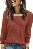 Camiseta tejida de Amazon transfronteriza europea y americana para mujer, nuevo top de manga larga casual holgado con bloques de color para otoño e invierno 2026