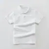 Camiseta infantil de manga curta camisa polo infantil verão uniforme escolar pequeno e médio roupas de jardim algodão branco azul 100-190