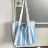 Bolsa Tote Listrada Elegante e Simples para Mulheres, Novo Modelo 2026, Bolsa de Ombro de Grande Capacidade, Bolsa de Lona Versátil para o Dia a Dia
