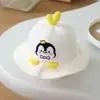 Chapéu de Bebê Pinguim para Outono e Inverno, Chapéu de Pescador de Veludo Cotelê Fofo para Meninas, Chapéu Bucket Versátil, Chapéu Infantil com Proteção Solar