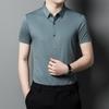 Camisa de Manga Corta de Seda de Hielo para Hombres Jóvenes y de Mediana Edad Verano 2026 Sin Costuras Antiarrugas Camisa Antiarrugas Color Sólido Estilo Papá