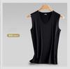 Chaleco de seda de hielo de verano para hombre, ajustado, con hombros anchos, cuello en V, deportivo, informal, sin mangas, base blanca, de secado rápido