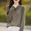 Mezcla de Lana 2026 Otoño e Invierno Nuevo Cárdigan de Punto Fino para Mujer Cuello Polo Corto Delgado Chaqueta Superior
