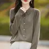 Transfronterizo 2026 Otoño/Invierno Nuevo Suéter de Punto Fino para Mujer Cárdigan de Cuello Solapa Cuello Polo Corto Holgado