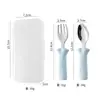 Colher de silicone com cabo para crianças, conjunto criativo e fofo de colher e garfo para crianças, talheres de silicone para bebês e colher para suplemento alimentar