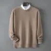 Suéter de cachemira % cachemira de cabra otoño e invierno engrosado para hombre cuello redondo jersey, suéter base de punto suelto casual de negocios