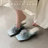 Serie Fuegos Artificiales~ Pantuflas Cuadradas Abiertas Ultra-Suaves y Cómodas con Sensación de Caminar Sobre Nubes, Sandalias Deslizantes Estilo Socialité Verano 2026 Estilo Francés