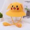 Primavera y Verano TikTok Mismo Sombrero para Niños Orejas de Pikachu Se Pueden Mover Sombrero de Conejo Algodón Tejido Sombrero de Paja Bolsa de Aire para Hombres y Mujeres