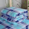 Cama de três peças Classe A dormitório estudante algodão azul cinza branco xadrez algodão único lençol de cama capa de colcha