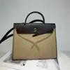 Bolso de Lona Impermeable de Lujo Ligero de Nueva Entrada Transfronteriza Bolso de Inicio Kelly Bolso de Mano para Mujer de Cuero Genuino para Hombro Cruzado