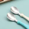 Conjunto de Talheres de Aço Inoxidável 304 Garfo e Colher Desenho Animado Infantil Colher de Alimentação para Bebê Garfo de Sobremesa Colher de Alimentação Portátil