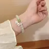 Pulsera de Flores de Lirio del Valle Estilo Hada Vintage para Mujer, Pulsera de Piedra Ojo de Gato Fresca y Dulce, Diseño Suave de Nicho Ins