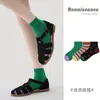 Calcetines Originales Renacimiento para Mujer Colores Bloqueados Rayados Sin Costuras Algodón Bajos Cortos Lunares Calcetines Delgados para Mujer