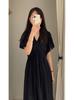 Vestido Preto Drapeado Plissado Verão Novo Estilo Figura Pera Decote V Cintura Vestidinho Preto Casual Elegante Saia Platycodon