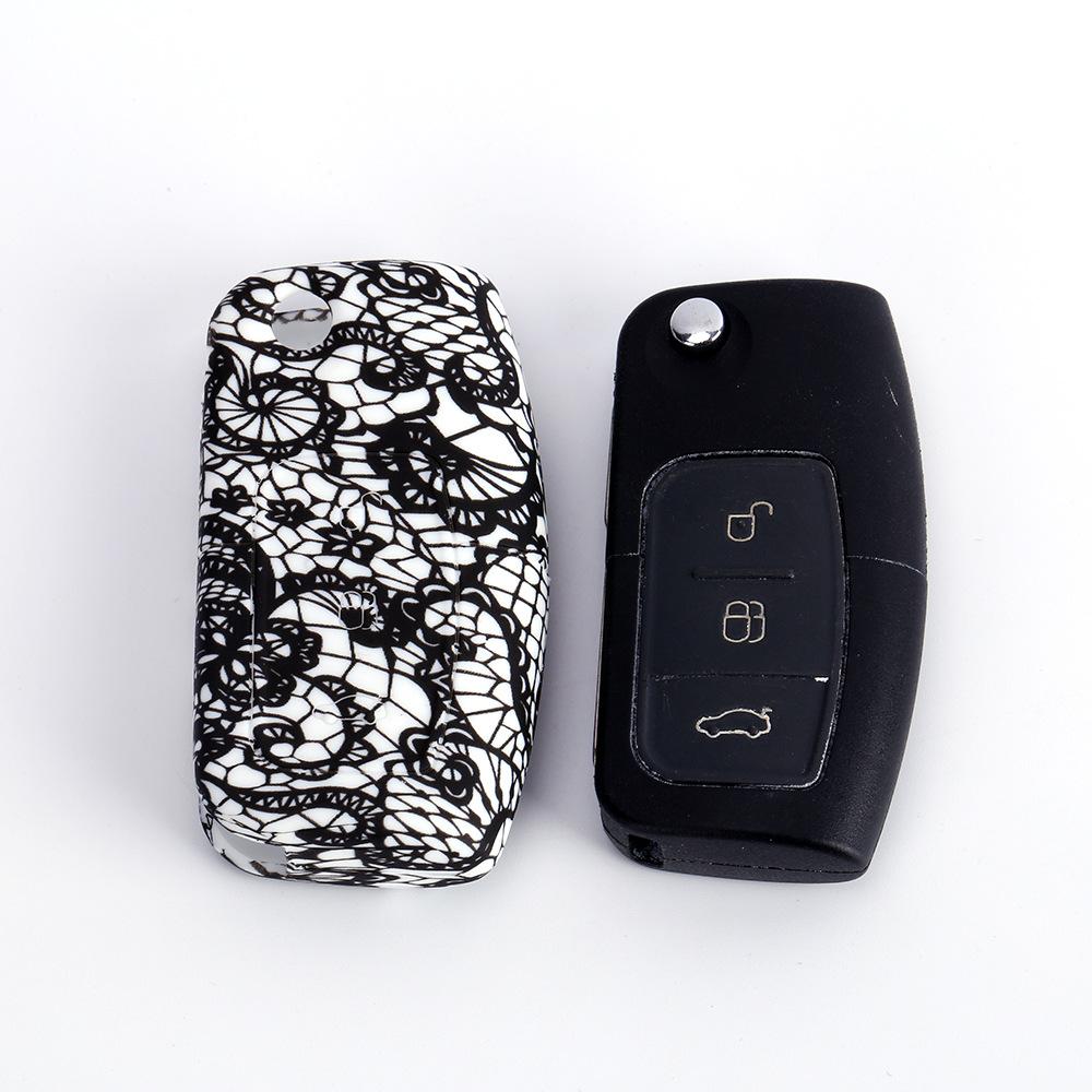 福特经典福克斯折叠3键无标水转印蕾丝