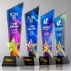 Trofeo de cristal colorido medalla producción ventas seguro excelente personal Trofeo de color equipo rotulación