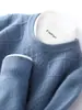 Suéter Grueso de Lana Otoño/Invierno 23 para Hombre, Casual de Negocios Cuello Redondo Jacquard Jersey Manga Larga Color Sólido Cachemir Tejido Camisa Base
