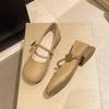 Zapatos de Estilo Francés para Mujer de Capa Única para Noche Tardía 2025 Primavera Nuevo Estilo Slip-on Combinación Perfecta Retro Cómodos Planos de Boca Baja Zapatos Mary Jane